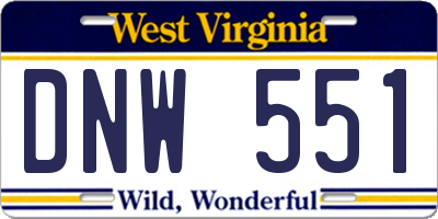 WV license plate DNW551