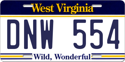 WV license plate DNW554