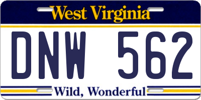 WV license plate DNW562