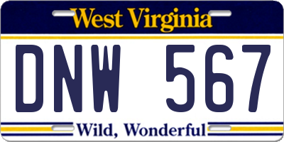 WV license plate DNW567