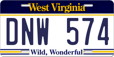 WV license plate DNW574