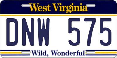 WV license plate DNW575