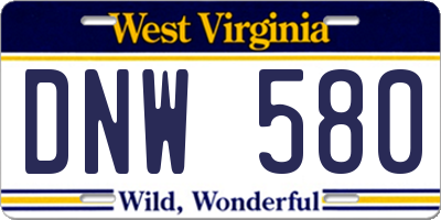 WV license plate DNW580