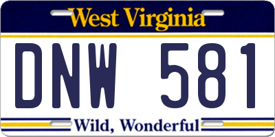 WV license plate DNW581