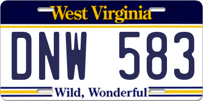 WV license plate DNW583