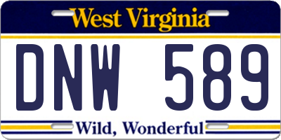 WV license plate DNW589