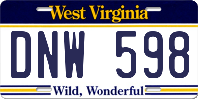 WV license plate DNW598