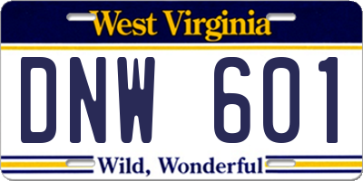 WV license plate DNW601