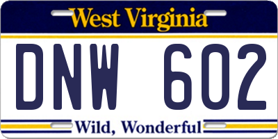 WV license plate DNW602