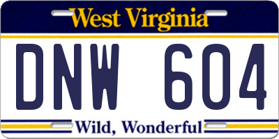 WV license plate DNW604