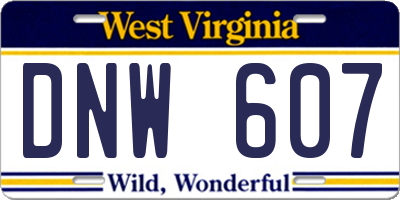 WV license plate DNW607