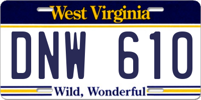 WV license plate DNW610