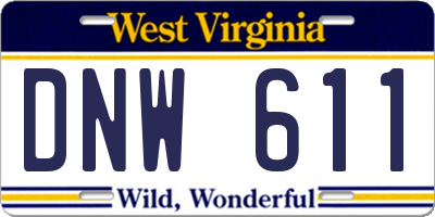 WV license plate DNW611