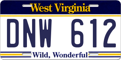 WV license plate DNW612