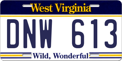 WV license plate DNW613