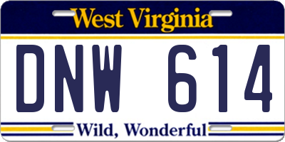 WV license plate DNW614