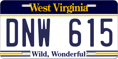 WV license plate DNW615