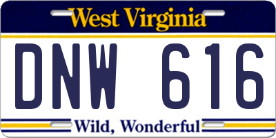 WV license plate DNW616