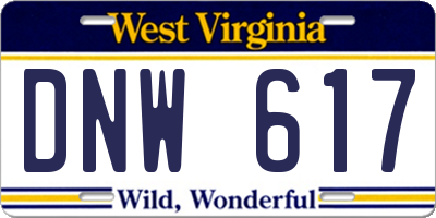 WV license plate DNW617