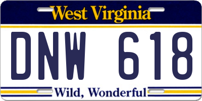 WV license plate DNW618