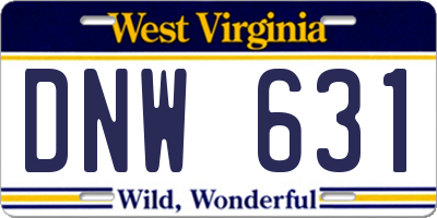 WV license plate DNW631