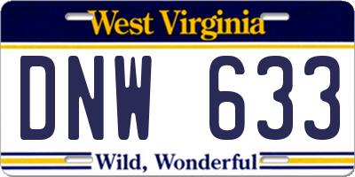WV license plate DNW633