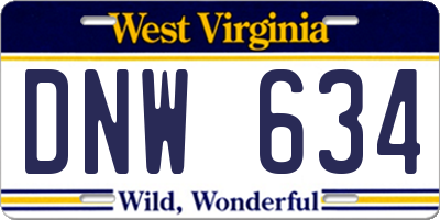 WV license plate DNW634