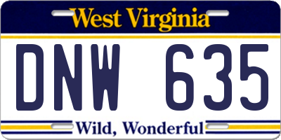 WV license plate DNW635