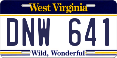WV license plate DNW641