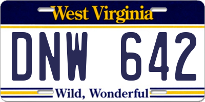 WV license plate DNW642