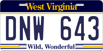 WV license plate DNW643