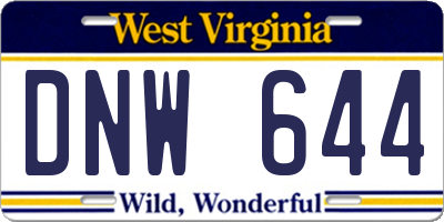 WV license plate DNW644