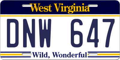 WV license plate DNW647