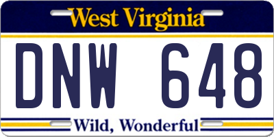 WV license plate DNW648