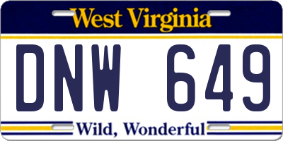 WV license plate DNW649