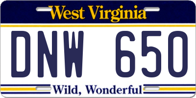 WV license plate DNW650