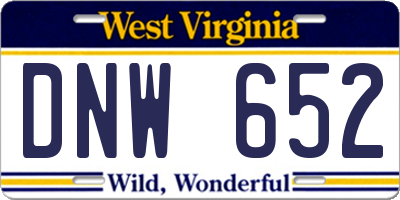 WV license plate DNW652