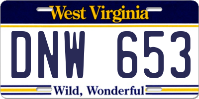 WV license plate DNW653