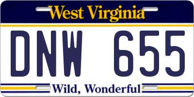 WV license plate DNW655