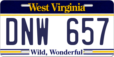 WV license plate DNW657
