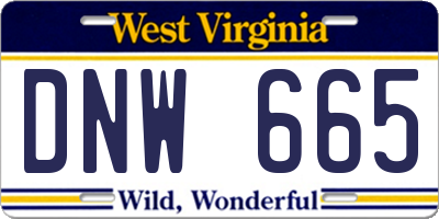 WV license plate DNW665