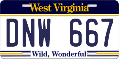 WV license plate DNW667