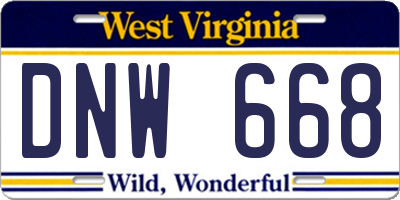 WV license plate DNW668