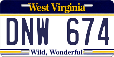 WV license plate DNW674