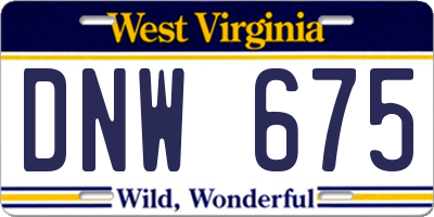 WV license plate DNW675