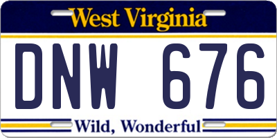 WV license plate DNW676