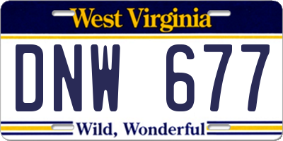 WV license plate DNW677