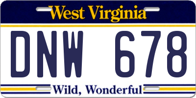 WV license plate DNW678