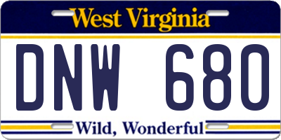 WV license plate DNW680