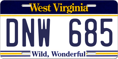 WV license plate DNW685